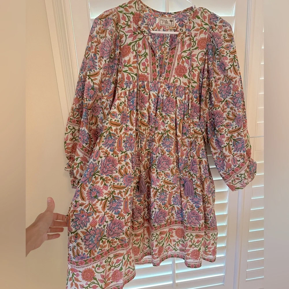 Floral Mini Dress in Pink and Purple - Picture 1 of 3